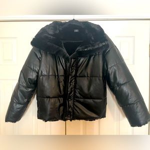 Express Reversible Vegan Leather & Faux Fur Puffer
